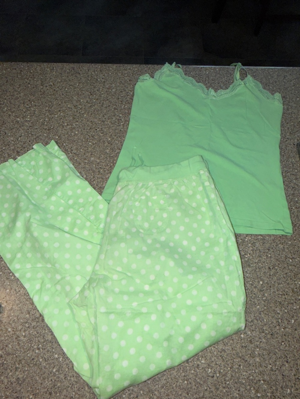 Y2k 2006 Victoria's Secret Lace Trim Camisole & Polka Dot Pajama Set